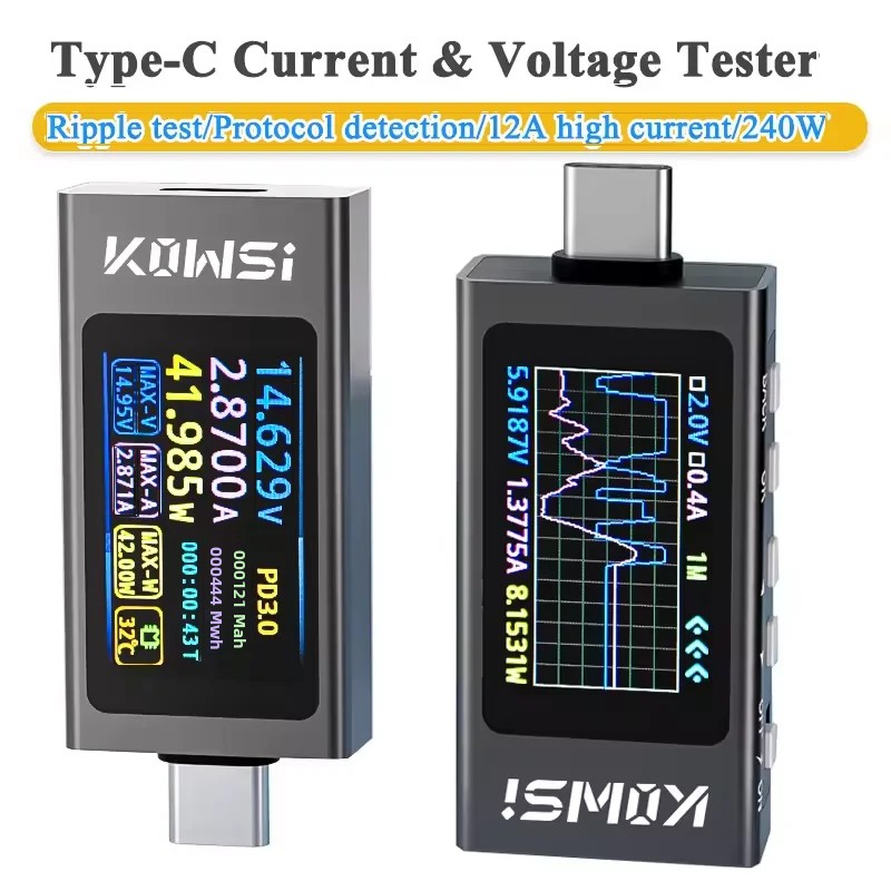 Usb Ammeter Tester - KWS-X1 Type-C Current and Voltage Monitor