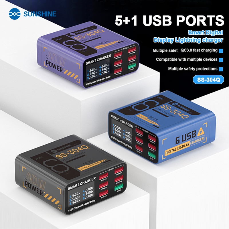 Electronics Repair Desk - SUSNHINE SS-304Q 6-port Usb Digital Display