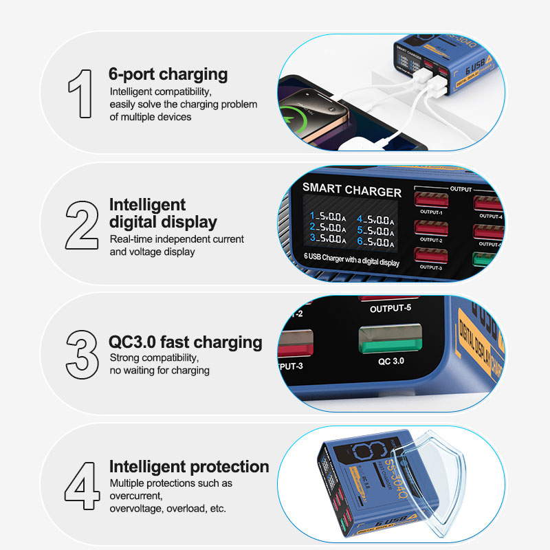 SUSNHINE SS-304Q 6-port Usb Di - Electronics Repair Desk recension och pris