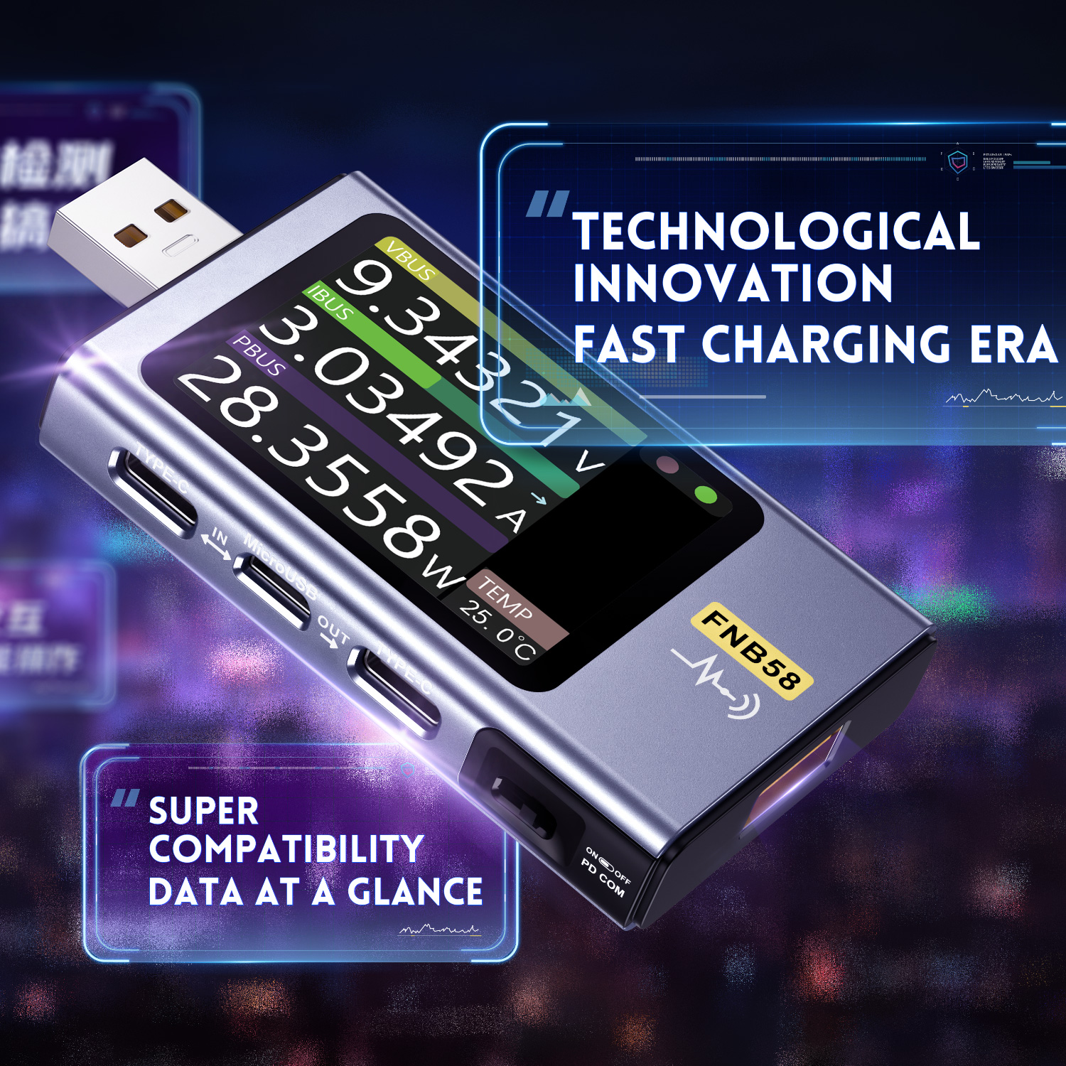 FNIRSI-FNB58 USB Voltage Teste - Usb Ammeter Tester recension och pris