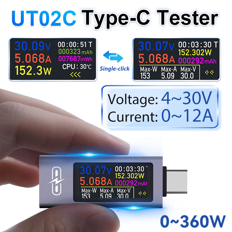 UT02C USB Color Screen Type-C  - Usb Ammeter Tester recension och pris